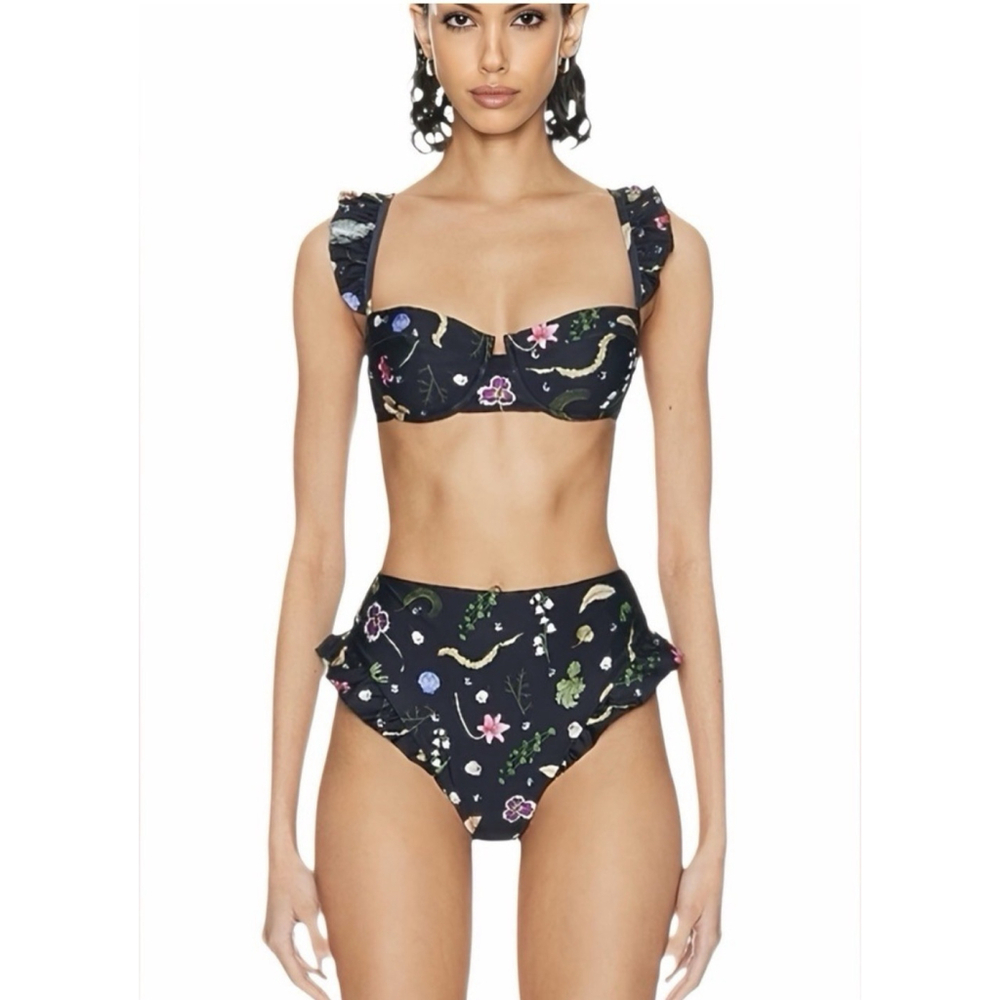 NWT AGUA by Agua Bendita Kiwi Tesoro Top Jengibre Tesoro Bottom Bikini Set XS